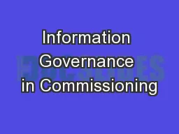 Information Governance in Commissioning