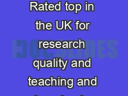 HQWLVWU     Pioneering teaching informed by the latest research Rated top in the UK for