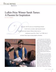 Lufkin Prize Winner Sarah Tames: A Passion for Inspiration