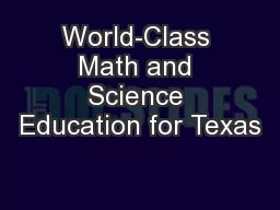 World-Class Math and Science Education for Texas