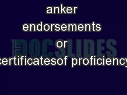anker endorsements or certificatesof proficiency