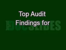 Top Audit Findings for