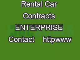 Rental Car Contracts ENTERPRISE Contact    httpwww