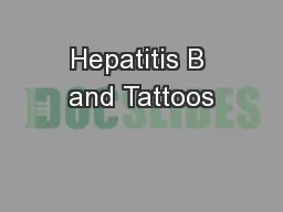 Hepatitis B and Tattoos