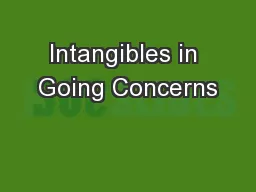 Intangibles in Going Concerns