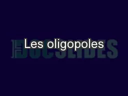 Les oligopoles