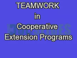 TEAMWORK in Cooperative Extension Programs