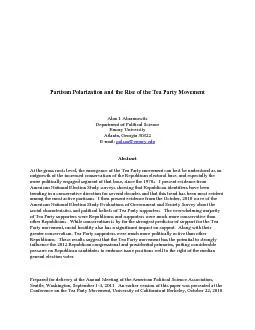 Partisan Polarization and the Department of Political Science Emory Un