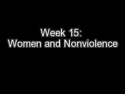 Week 15: Women and Nonviolence