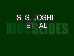 S. S. JOSHI  ET  AL