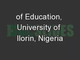 of Education, University of llorin, Nigeria
