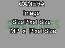 CAMERA Image SizePixel Size  MP  x  Pixel Size