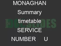DUBLIN  AIRPORT  MONAGHAN Summary timetable SERVICE NUMBER     U  U