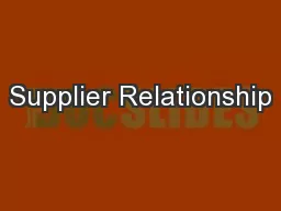 Supplier Relationship