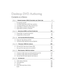 Desktop DVD Authoring Contents at a Glance ART NDERSTANDING DVD C ONSUMER AND OMPUTER