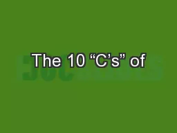 The 10 “C’s” of