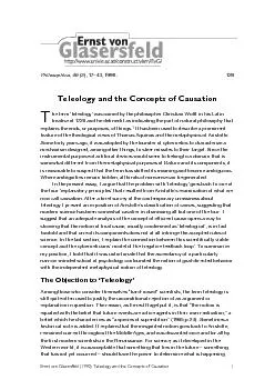 Ernst von Glasersfeld (1990) Teleology and the Concepts of Causation 4