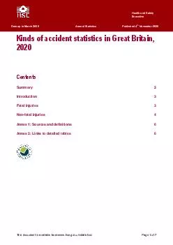 Health and Safety Executive Kinds of accident in Great Britain  Contents Summary Injury