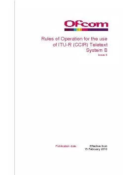 Rules of Operation for the use of ITU-R (CCIR) Teletext System BIssue
