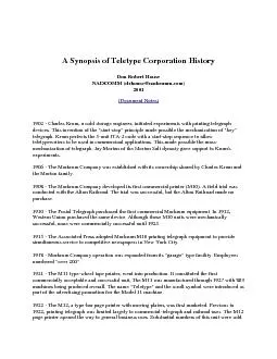 A Synopsis of Teletype Corporation HistoryDon Robert HouseNADCOMM (drh