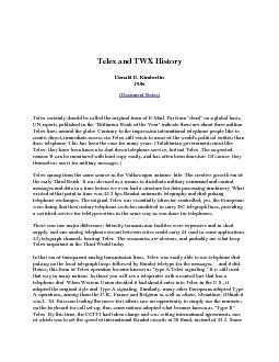 Telex and TWX HistoryDonald E. Kimberlin(Document Notes)