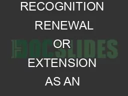 GOVERNMENT OF INDIA MINISTRY OF TOURISM GUIDELINES FOR RECOGNITION  RENEWAL OR EXTENSION