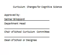 Curriculum Changes for Cognitive Science