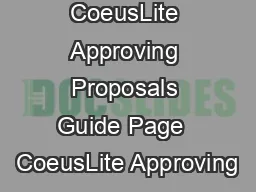 CoeusLite Approving Proposals Guide Page  CoeusLite Approving