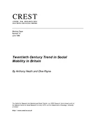 Twentieth Century Trends in Social Mobility in Britainby Anthony Heath