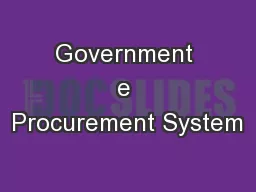 Government e Procurement System