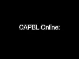 CAPBL Online:
