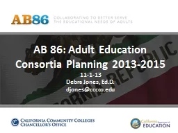 AB 86: Adult Education Consortia Planning 2013-2015