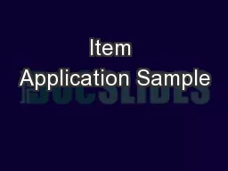 Item Application Sample