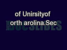 of Unirsityof orth arolina.Sec