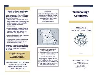 Missouri Ethics Commission PO Box 1370 Jefferson City MO 65109 573-751