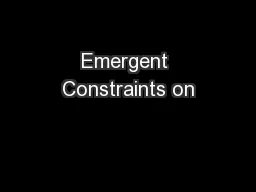 Emergent Constraints on
