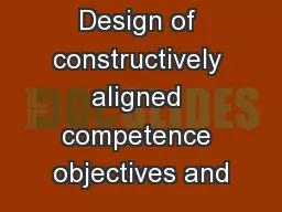 Design of constructively aligned competence objectives and