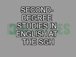 SECOND- DEGREE STUDIES IN ENGLISH AT THE SGH