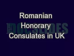 Romanian Honorary Consulates in UK