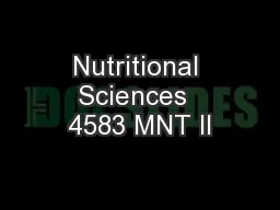 Nutritional Sciences  4583 MNT II
