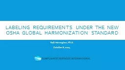 Labeling requirements under The new OSHA global Harmonizati