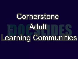 Cornerstone Adult Learning Communities