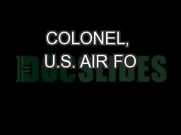 COLONEL, U.S. AIR FO