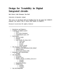Design for Testability in Digital Integrated circuits Bob Strunz, Coli