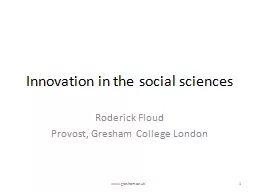 Innovation in the social sciences