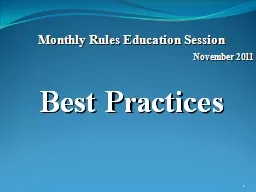 Monthly Rules Education Session