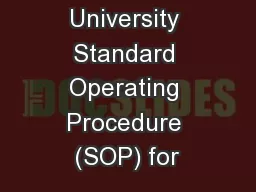 Tufts University Standard Operating Procedure (SOP) for