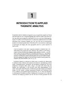 INTRODUCTION TO APPLIED THEMATIC ANALYSIS Unsatisfied with the limitat