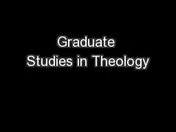 Graduate Studies in Theology