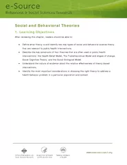 Social and Behavioral Theories1. Learning ObjectivesAfter reviewing th